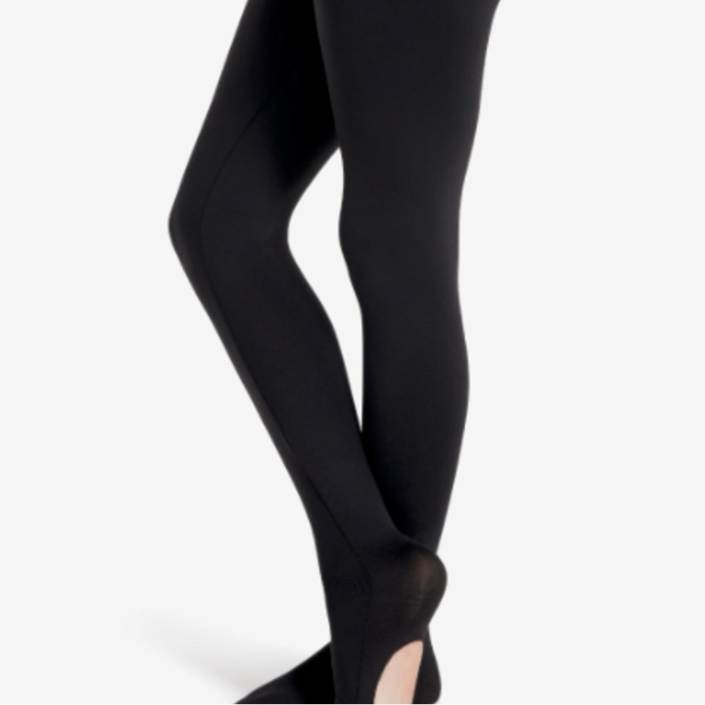 NWT Boy's Capezio Tactel #10361B Footed Tights, Black, Size Large